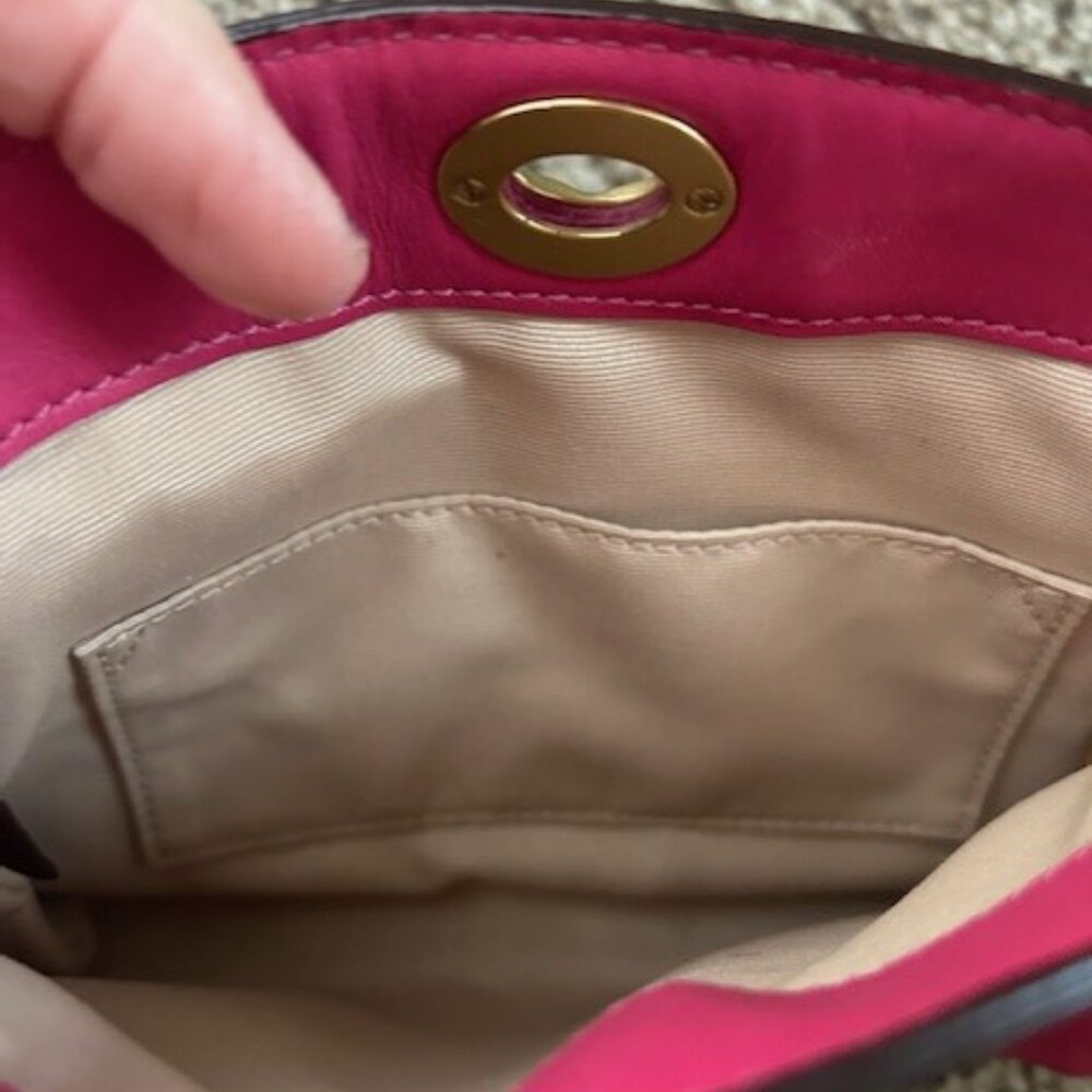 Hot Pink Coach Leather Wristlet - Picture 5 of 8